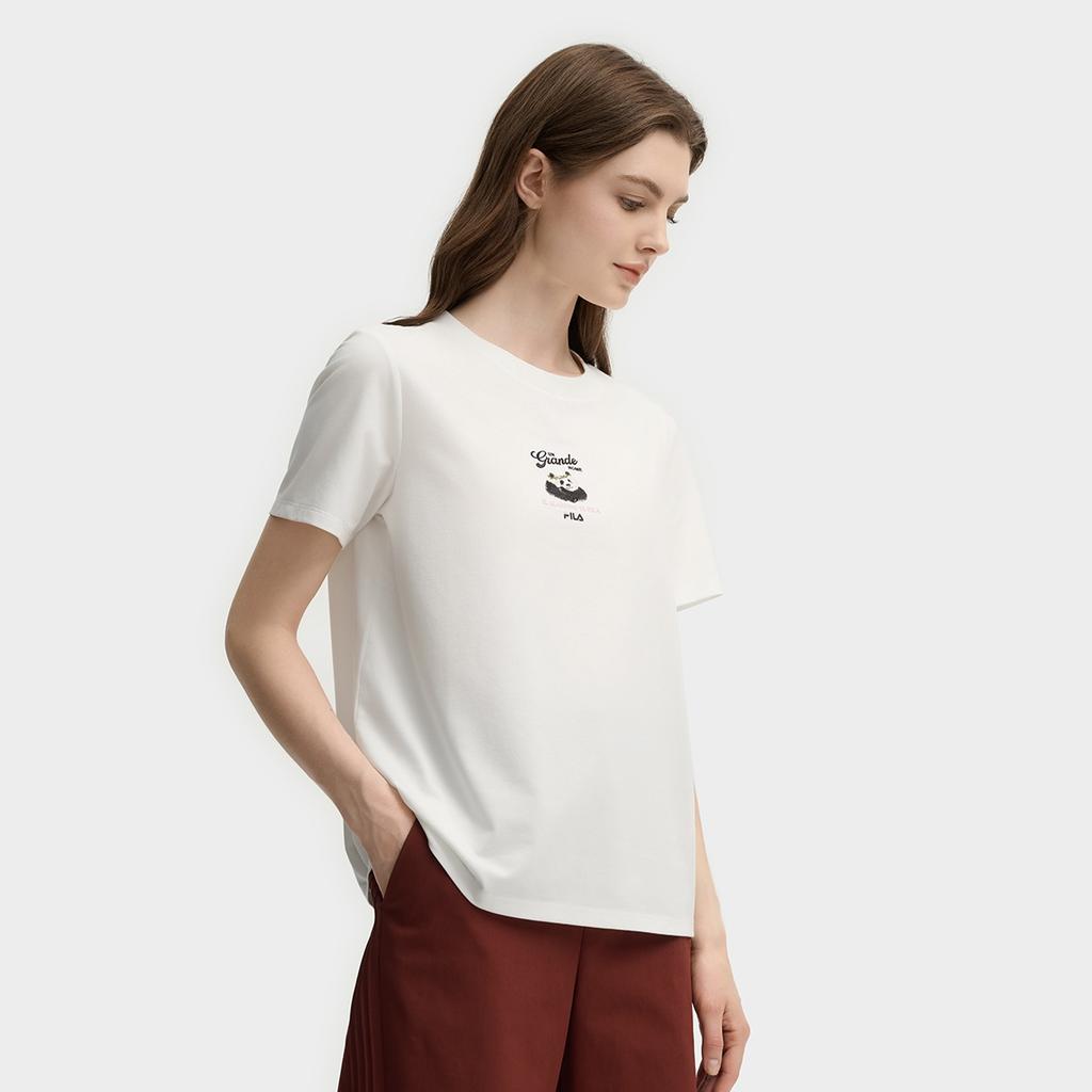 FILA T Shirts Women's Cloud White WT Crew Neck Moderate F11W538113F-WT