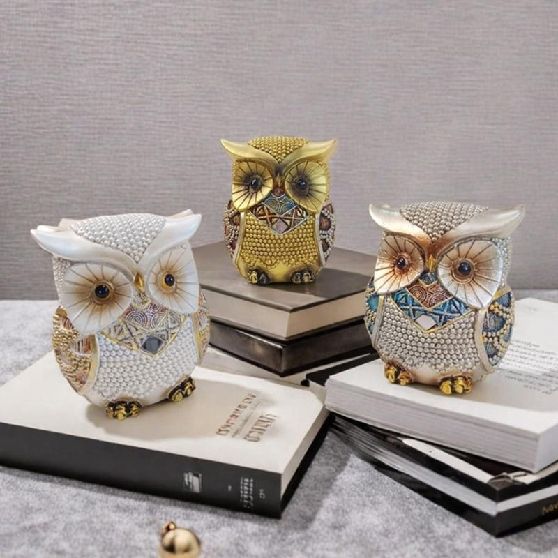Owl Statue Home Decors Accents Small Animal Sculptures Lovely Owl Figurines for Bedroom Home Gift for Birds Lover
