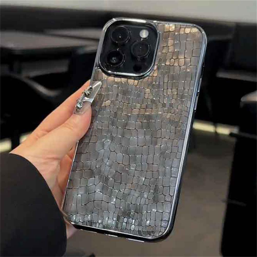 Glossy Retro Crocodile Texture Case For iPhone 17 Air 16 15 14 13 12 11 Pro Max Plus Shockproof Crystal Bright Armor Capa