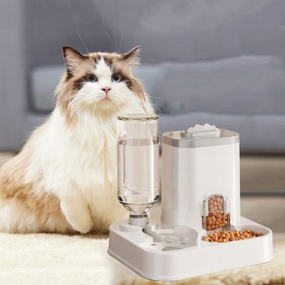 Large Capacity Automatic Cat Water Feeder Dry Wet Separation Pet Food Storage Dispenser  Home