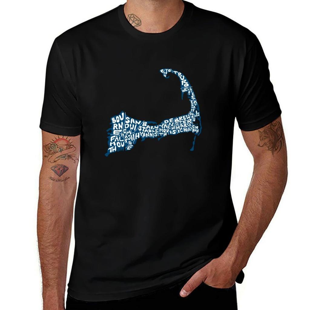 Handritad Cape Cod-karta T-shirt anime t-shirts oversize herr t-shirts hög kvalitet lyxmärke T-shirt