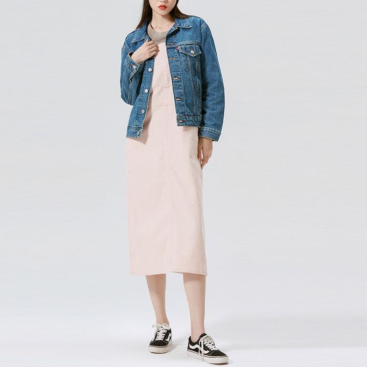 Levis Solid Color Denim Jacket With Turn-Down Collar Women Outerwear Blue 29944-0012