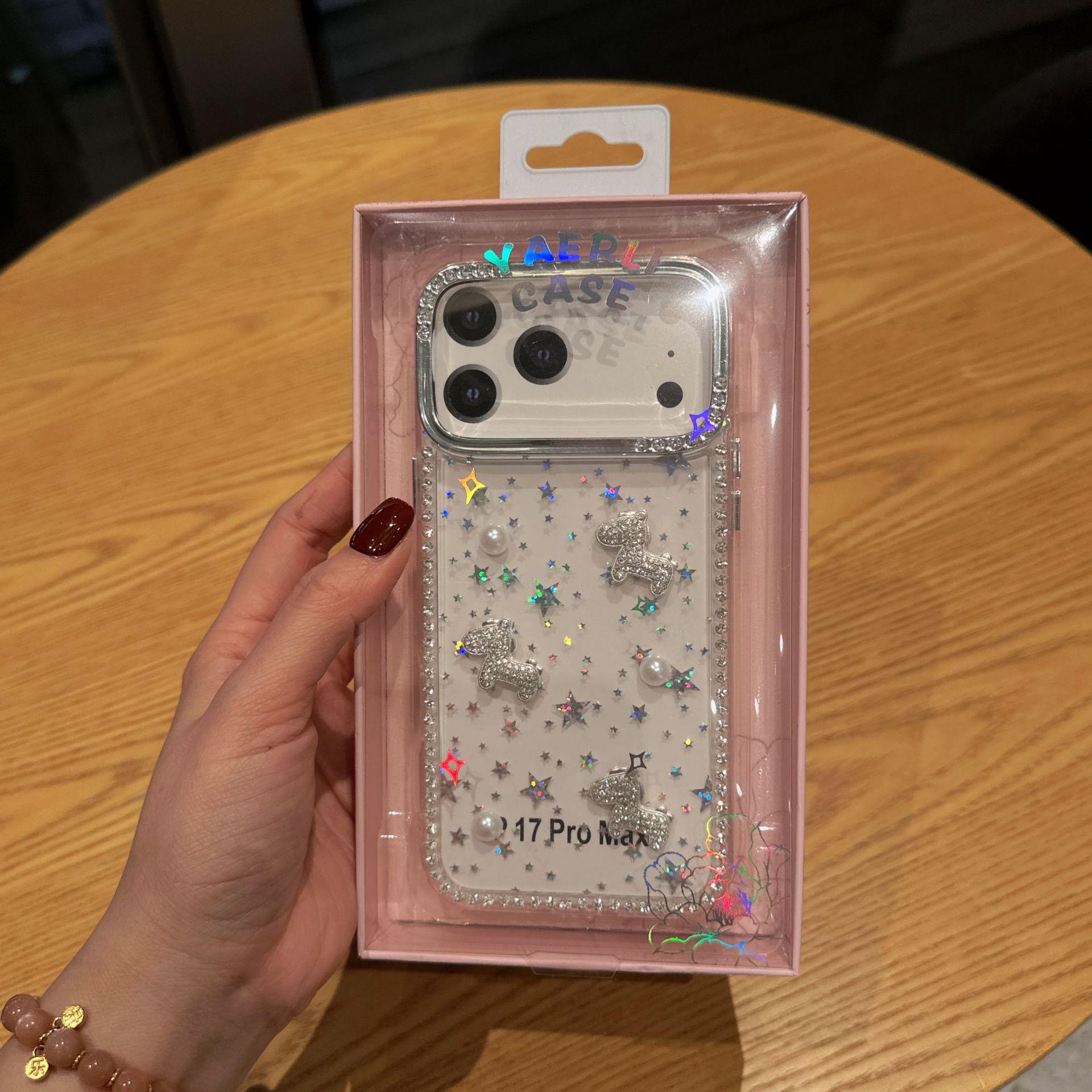 

Colorful Shining Star Pearl Horse Phone Case for Apple 17 Pro Max, 16, 12, 11 iPhone 13
