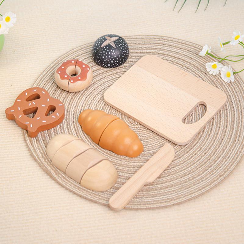 Wooden Kitchen Kids Role Play Toy With Cutting Food For Interaction Parentchild
