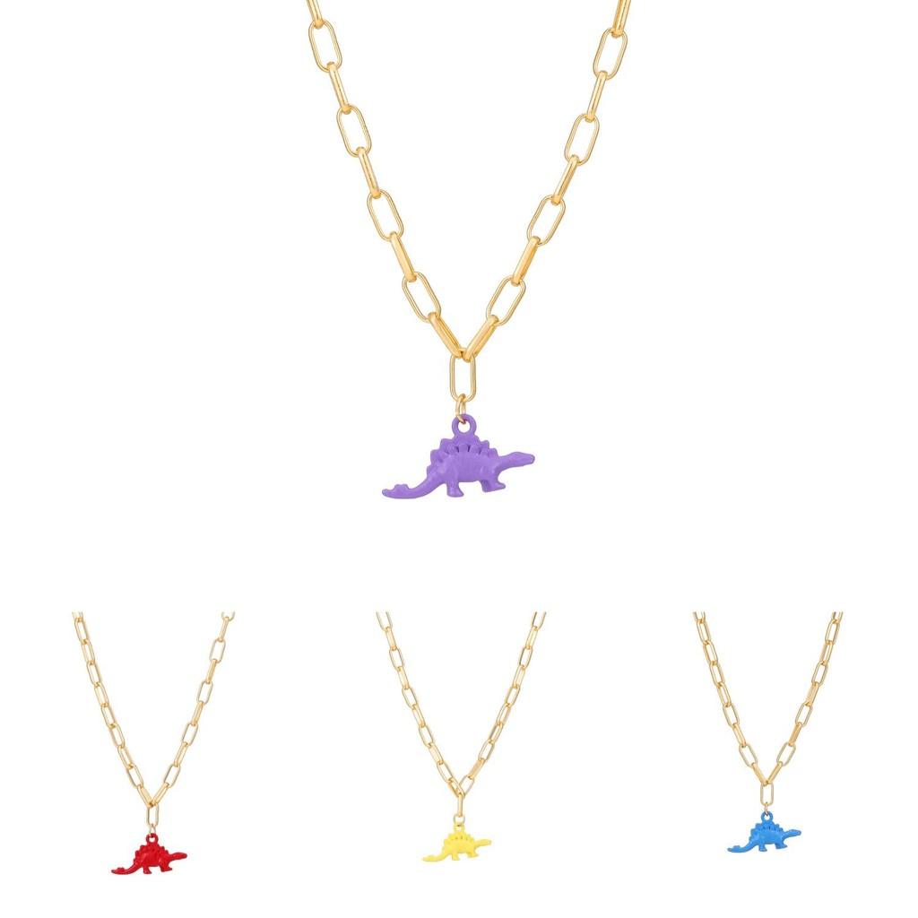 Colorful Dinosaur Artistic Necklace For Women Featuring Unique Animal Design And Elegant Style Alloy