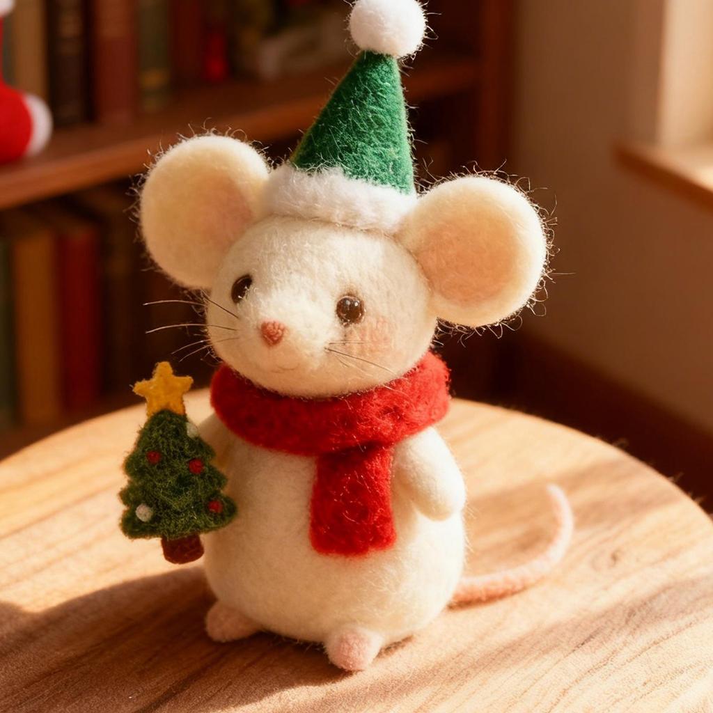 Felted Mouse Lightweight Cute Animal Figurine Christmas Felt Mouse Decor For Indoor Windowsills Holiday Bedroom Living Room Den