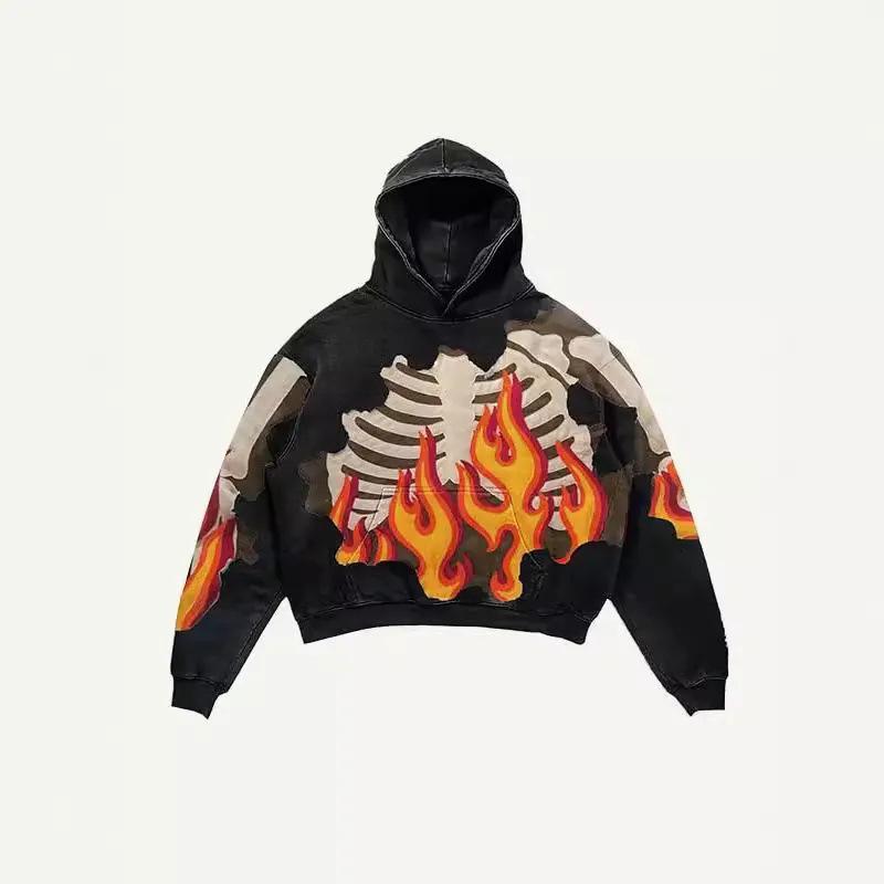 American Retro Skull 3D Printed Hooded Sweatshirt