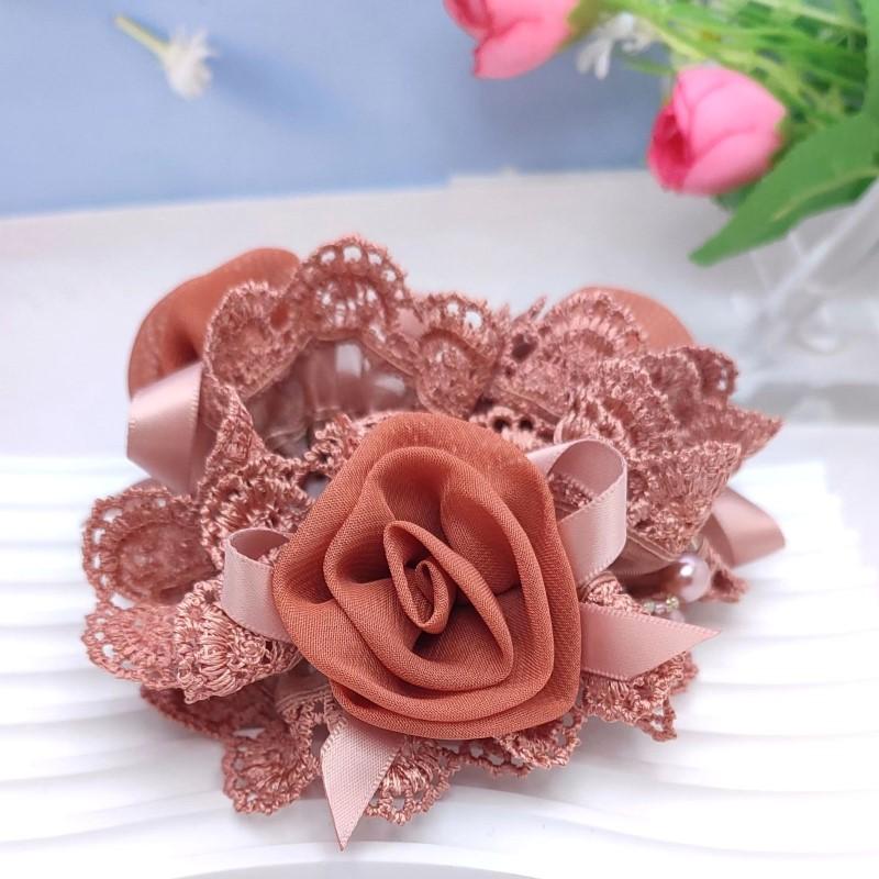 Red Flowers Wide Circle Elegant Headband Female Elastic Rubber Band Ponytail   Coles Para El Pelo  Scrunchies  Hair Accessories