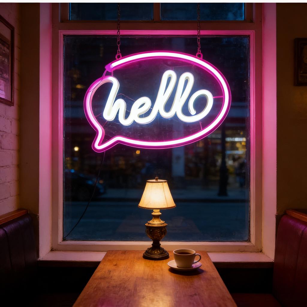 Hello Neon Led Sign Shop Bar Restaurant Hotel KTV Decor Light Neon Bedroom Wall Kitchen Personalized Night Light Home Decor USB