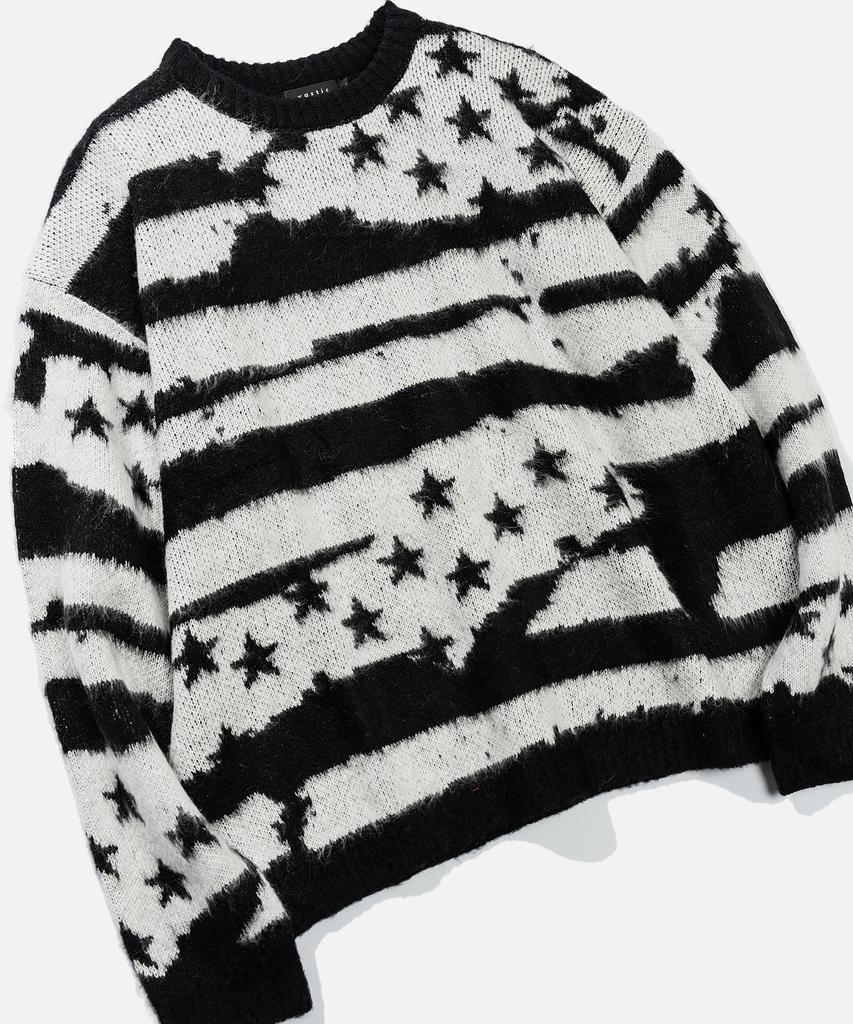 VASTIC Flag Brush Knit_Black/White