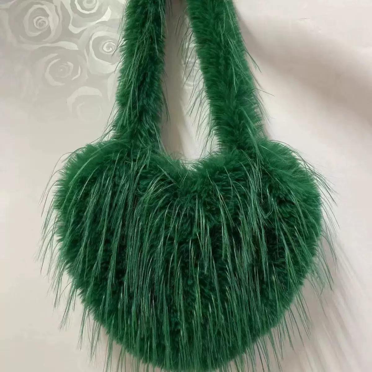 

Индивидуальные Сумки Сумки Сумка-тоут на молнии Искусственный мех Зимняя женская сумка Милая плюшевая женская сумка в форме сердца