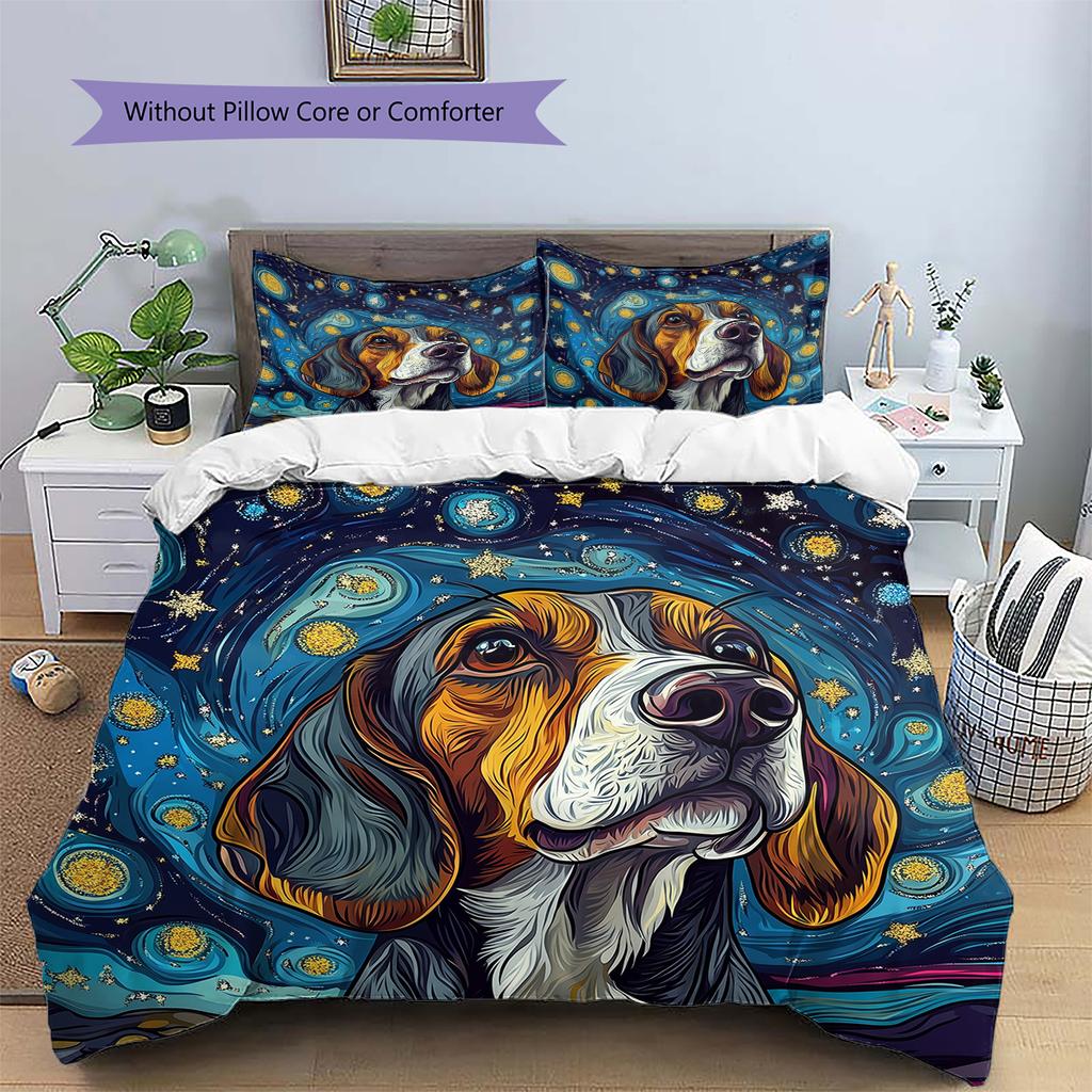 Beagle Pattern Bedding Home Decoration Birthday Gift (1 * Duvet Cover + 2 * Pillowcase, Without Core)