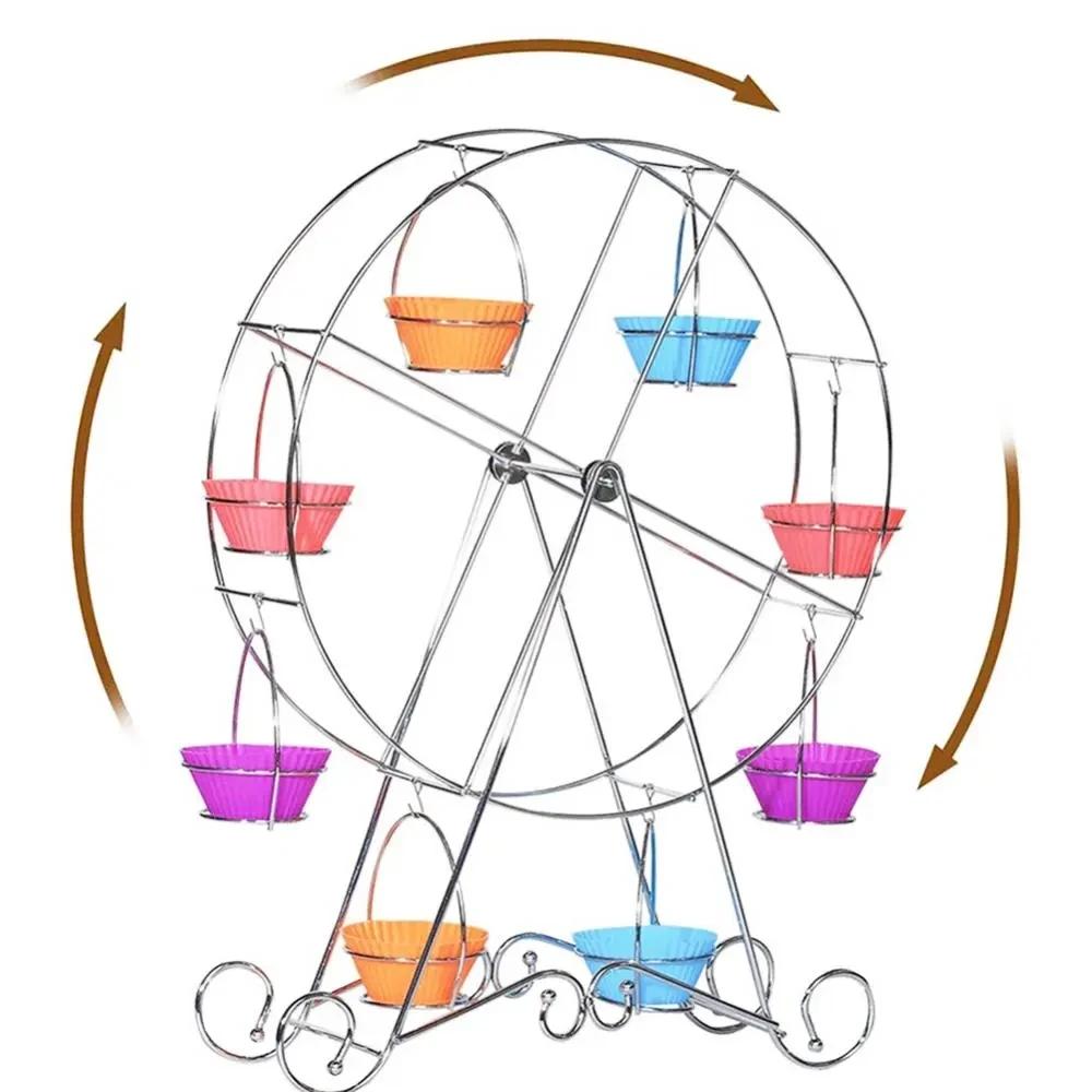 Ferris Wheel Cupcake Stand 8 Cups Spinning Display Cupcakes Holder Wedding Party Decoration for Serving Pastry Treats & Desserts