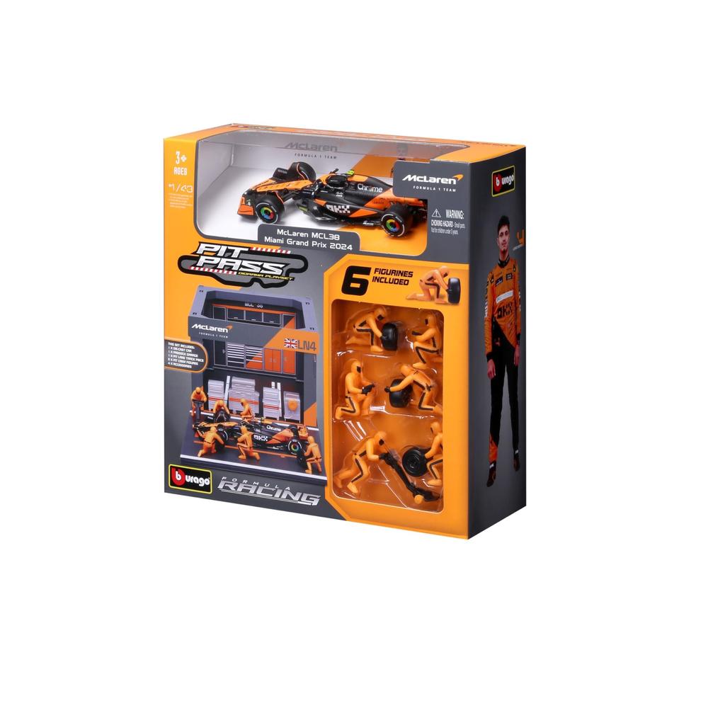 Bburago Formula Pit Pass McLaren MCL38 Lando Norris 2024 Diecast Miniature Car Finished Product 1/43 #4 / 18-38451 (#4)