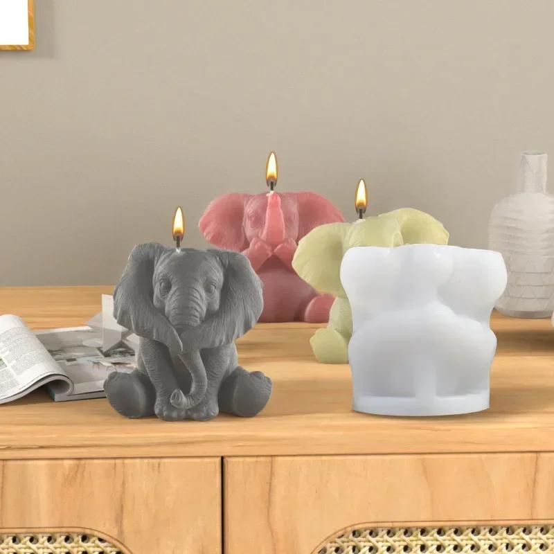 A Top Quality Set of 3 DIY Animal-Shaped Candle Molds Silicone Elephant Scented Decorative Crafts for Home