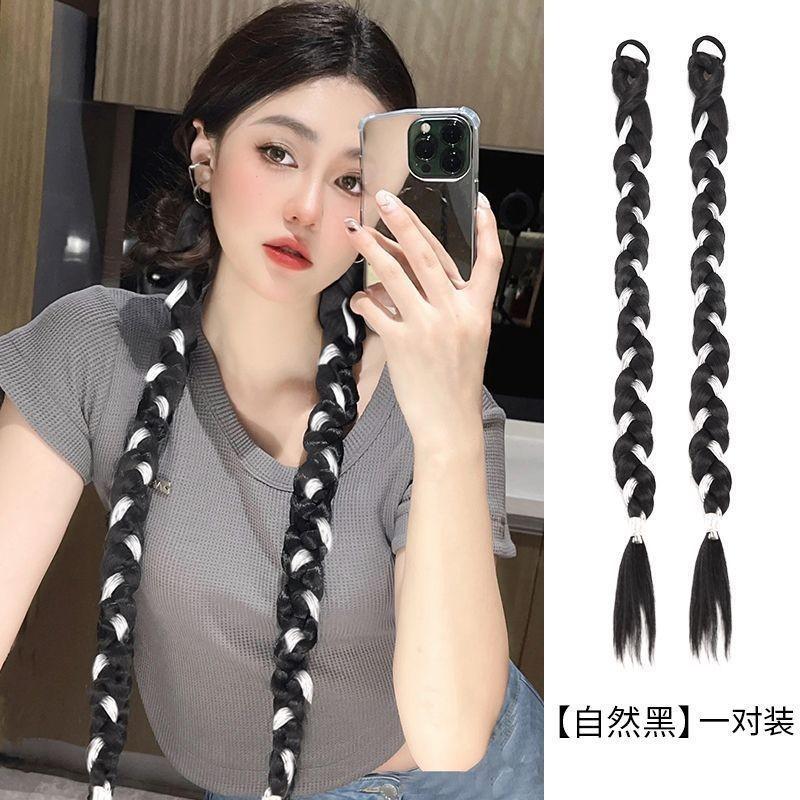 Cornrow Braids Women Long Braid Ponytail Hair Extensions Gothic Style Double Accessories
