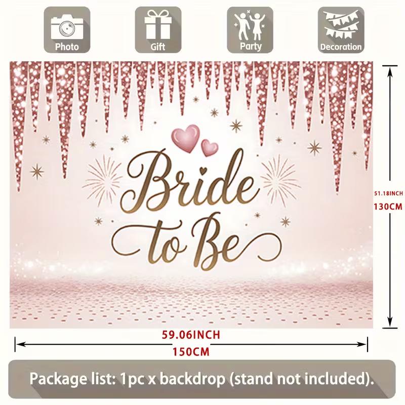 2D Rose Gold Bride to Be Backdrop, Bachelorette & Bridal Shower Party Decoration Background 47.2x31.5inch/120*80cm