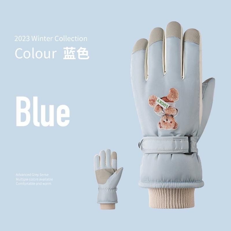 Ski Gloves Fleece Men's and Women's Ski Gloves Female Students Outdoor Electric Vehicle Riding Fleece Finger Gloves Men's Winter