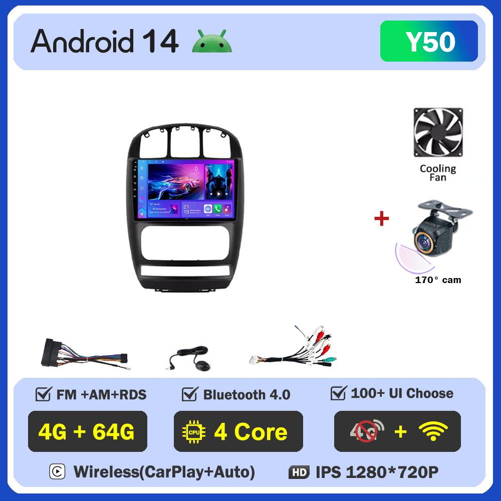 For Dodge Caravan 4 For Chrysler Voyager RG RS Town & Country RS 2000 Android 14 Car Radio Touch Screen Automotive Multimedia