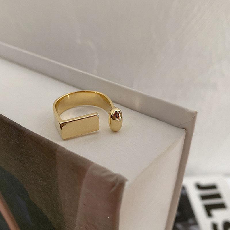 Minimalist Geometric  D  Ring for Women – European  American Style Retro Jewelry Adjustable Open Size