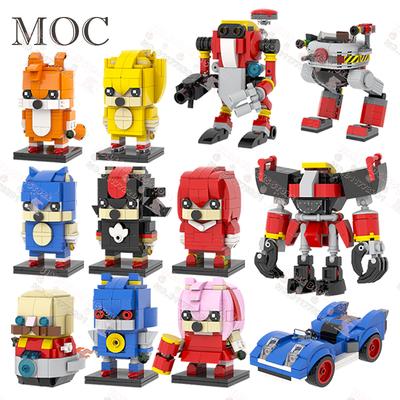 Game Series MOC Blue Hedgehog Building Blocks Creative Racing Robot Squarehead Character Model DIY Bricks Toys Gift For Children
