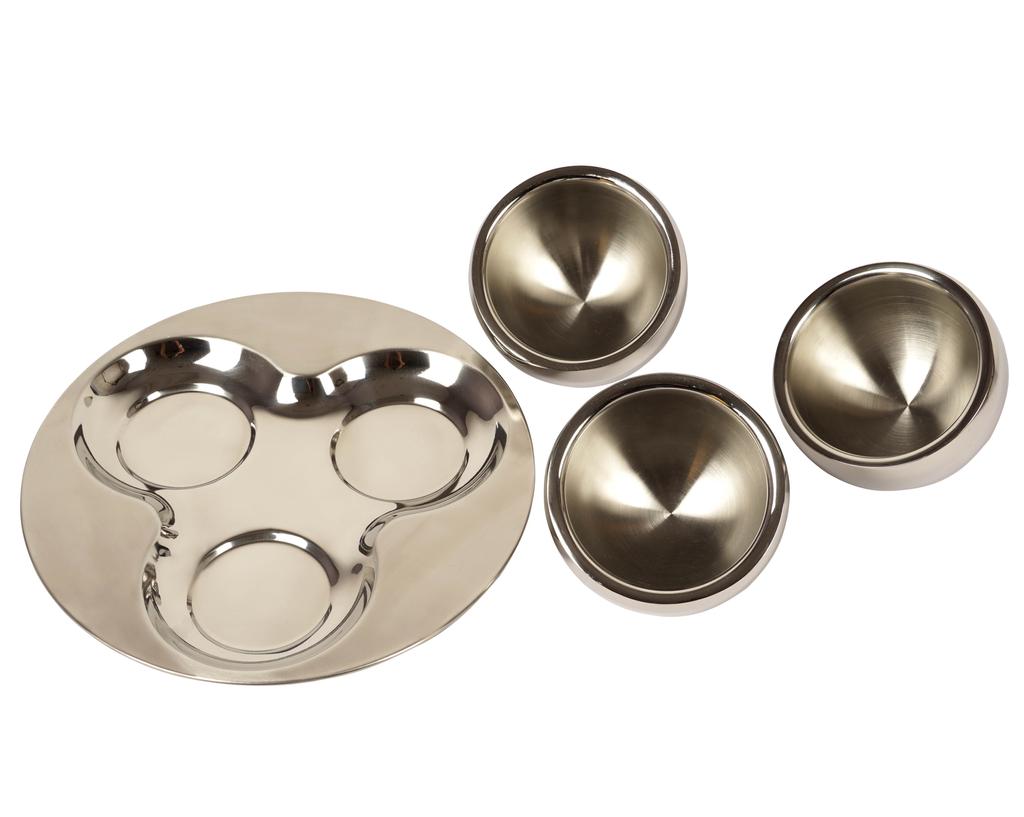 Trifri Stainless Steel Bowl Round Candy Serving Dishes Mini Candy Buffet Stand Home & Party Serving Platter Condiments, Nuts- Snacks- Serving