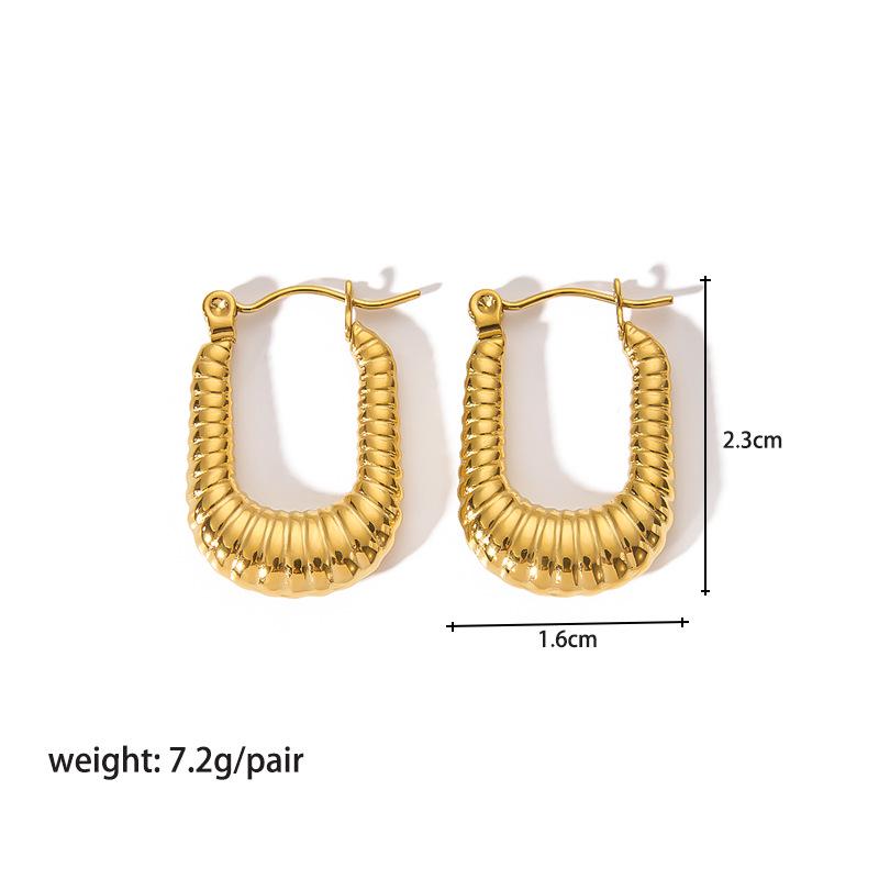 High-End 18K Gold Circle Earrings - Stainless Steel Women's Versatile Titanium Design