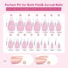 150 Pieces French Press On Nail Pre Applied Base Coat and Primer No Filing Needed for DIY Nail Art Salon Quality Nail