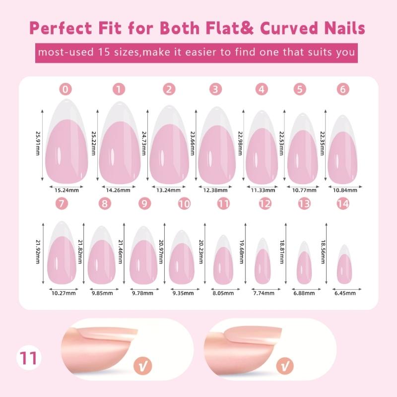 150 Pieces French Press On Nail Pre Applied Base Coat and Primer No Filing Needed for DIY Nail Art Salon Quality Nail