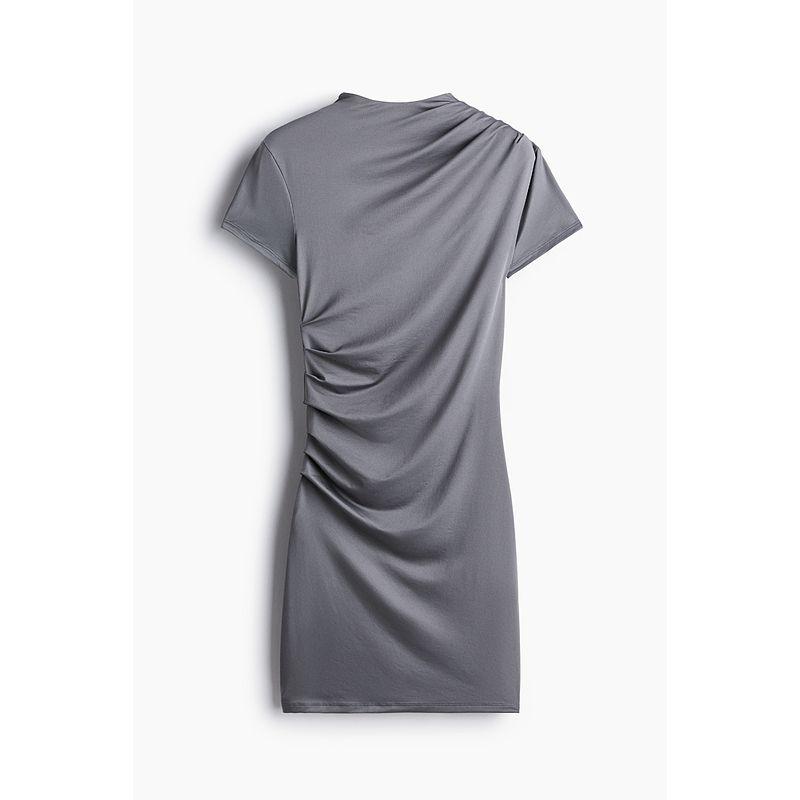 

HM Women s clothing dress Summer Elegant Elegant Stand Collar Inner wear Draped Short sleeve Tight Short dress 1260971