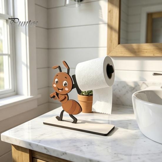 Decorative Kitchen Paper Organizer Funny Animals Wooden Toilet Holder, 3D Animal Bathroom Decor, Cute Cartoon Vertical Countertop Roll Stand