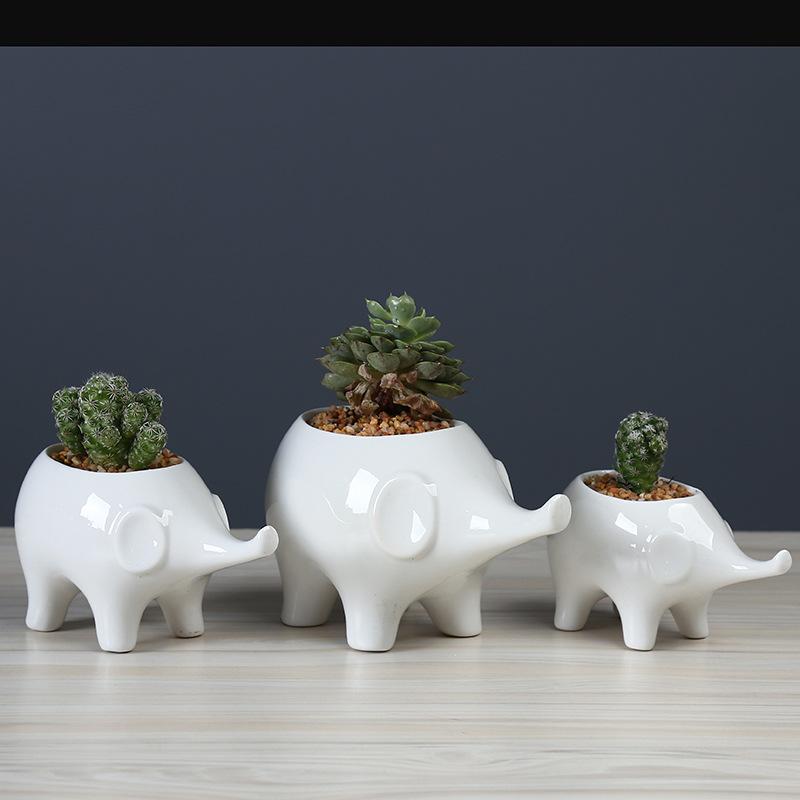 Cute Cartoon Animal Elephant Succulent Flower Pot Simple Creative Desktop Plant Decoration Ceramic Flower Pot