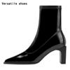 Designer Pointed Toe Women Modern Ankle Boots Fashion Square Heels Short Booties Ladies Dancing Party Prom Shoes