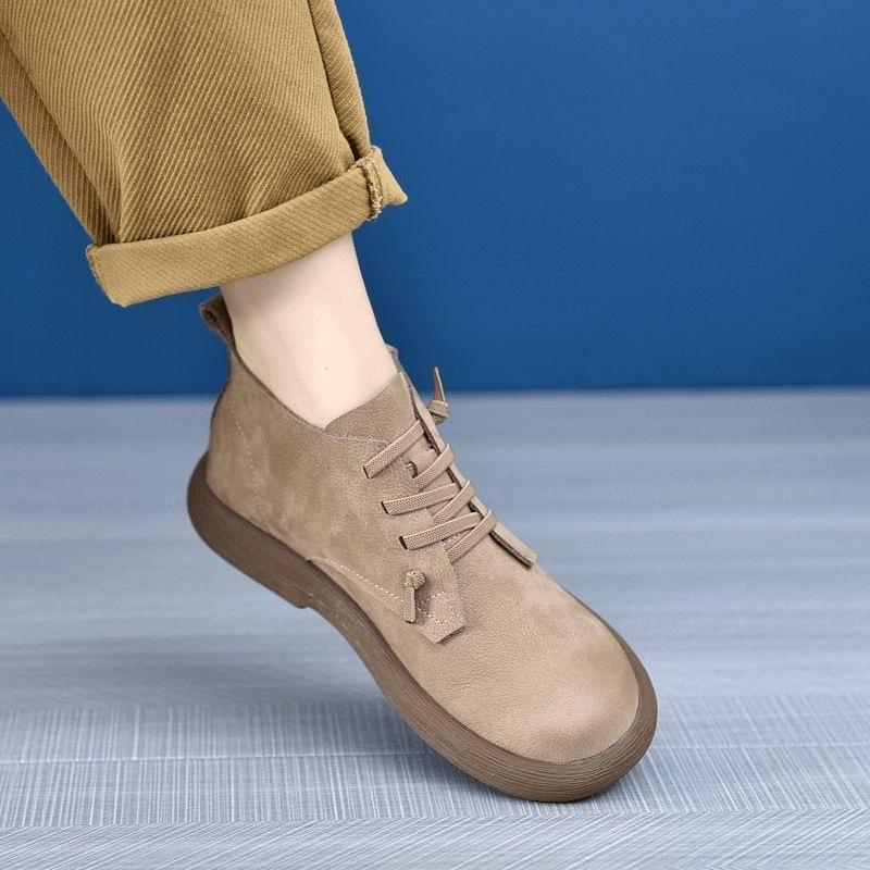 2025 Autumn New Soft Leather Short Boots Women's Mori Handmade Soft Bottom Soft Surface Middle Help Breathable Versatile Martin Boots