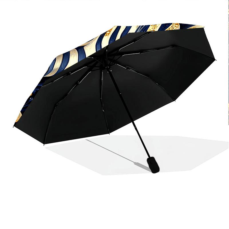1 PC Automatic Folding Umbrella - Golden Zebra Pattern, Portable & Foldable Design with 8 Ribs, Christmas Birthday Gifts