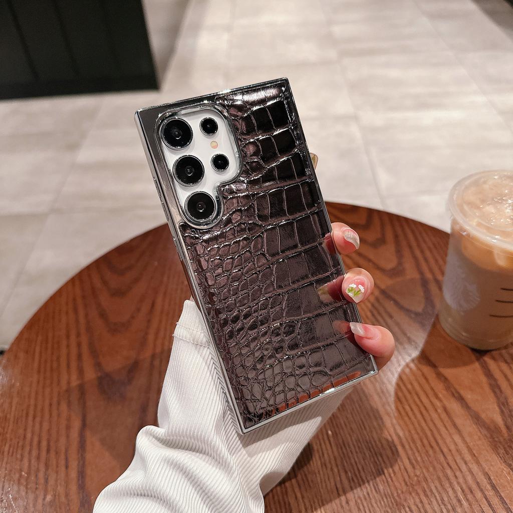 Colorful alligator leather pattern is suitable for samsungS25ultra mobile phone case electroplating Samsung S24 luxury hard case