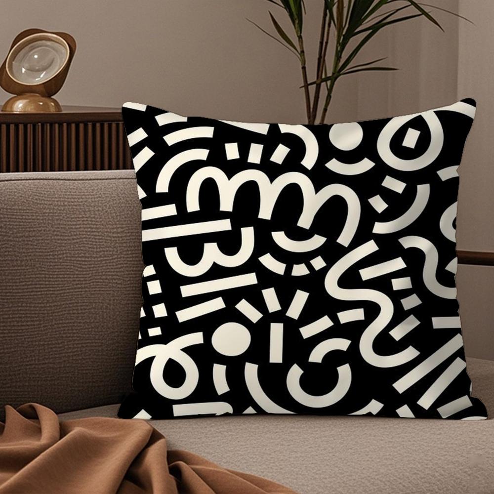 Advanced Black White Pillow Case Silky elegant Comfort Sofa Bed Invisible zipper