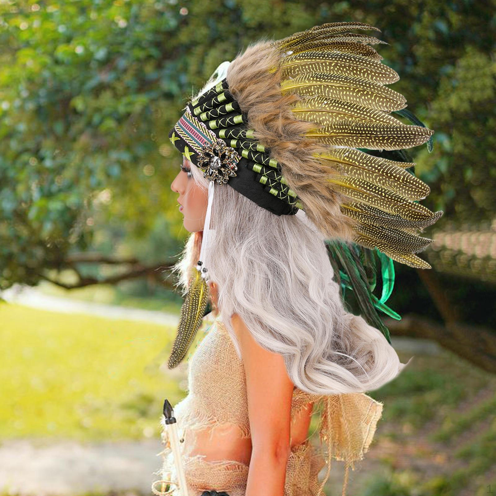 

Искусственный перьевой головной убор Американский вождь Индейская шляпа для сценического выступления Yellow