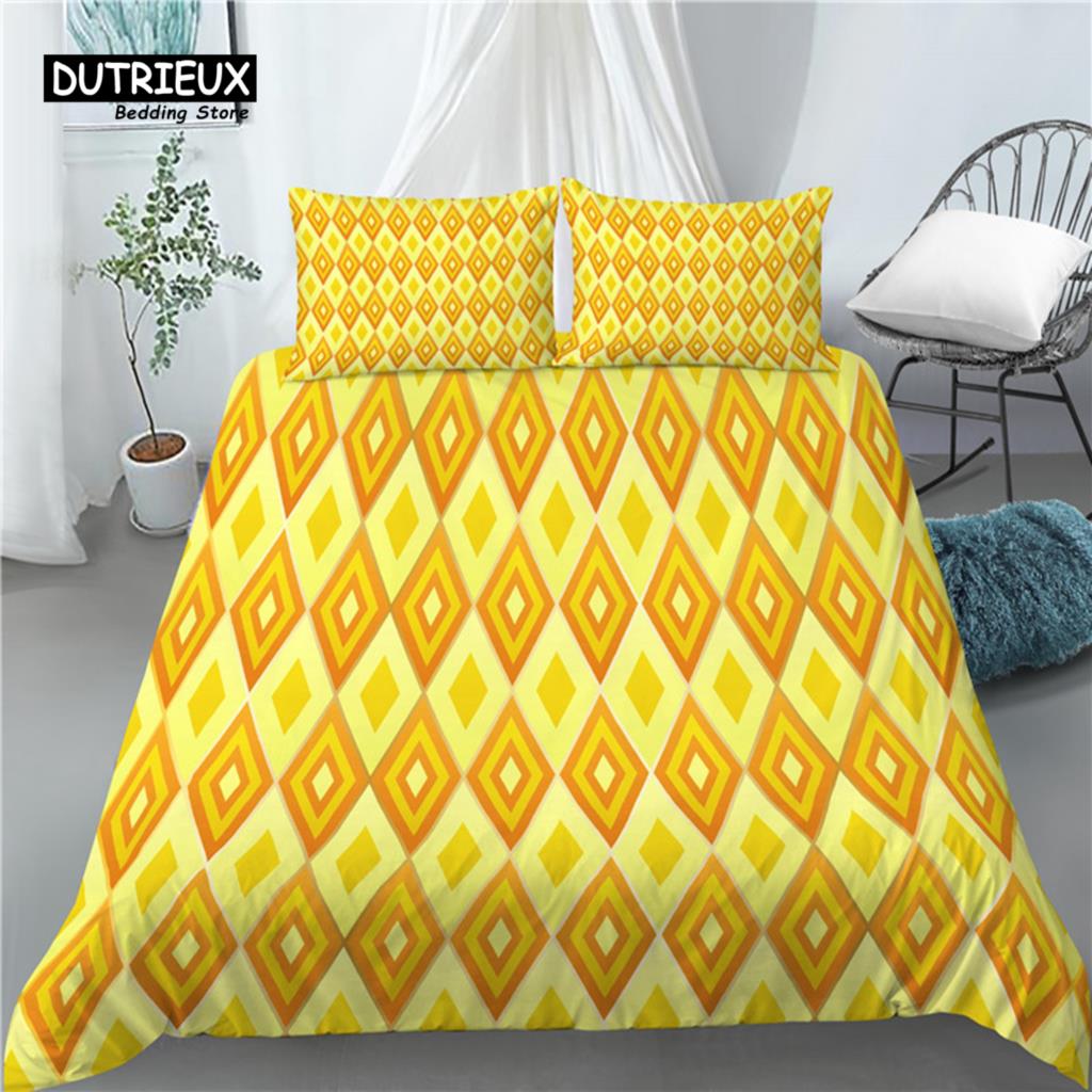 

Home Living Luxury 3D Geometry Print 2/3Pcs Comfortable Duvet Cover PillowCase Bedding Sets Queen and King EU/US/AU Size EU single(135x200cm)