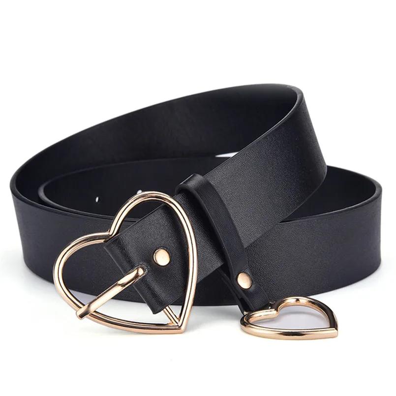 Cute Leather Belt Metal Heart Shape Buckle Camel White Black Retro PU Waistband Designer Skirts Pants Strap for Women Girls