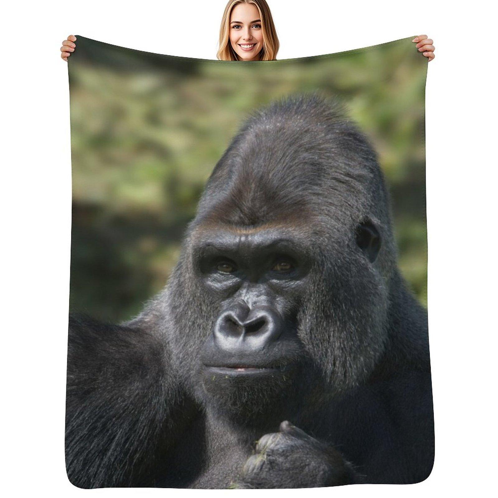 Silverback Gorilla Portrait Throw Blanket Stylish Decor Blanket Gift for Friends Roommate 75x100cm