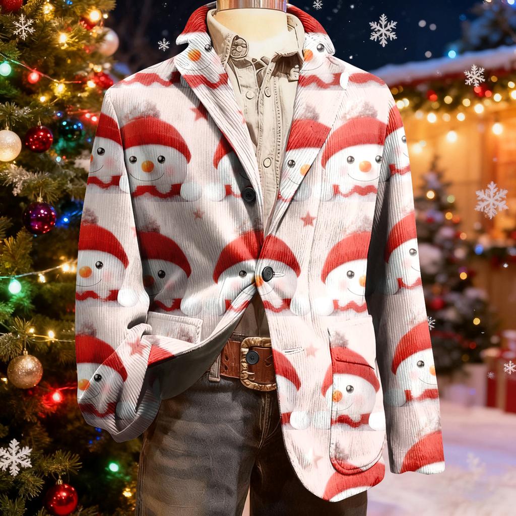 Herren Hässlicher Weihnachten Kord Warmtaschen Anzugjacke Strickjacke Herren Freizeitanzug