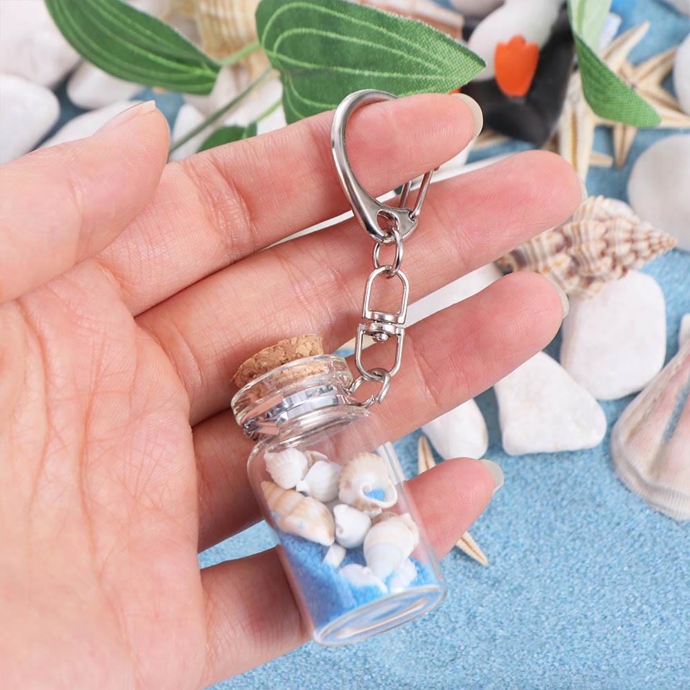 Sea Sand Drifting Bottle Keychain Conch Beach Style Keychain  DIY Handmade Jewelry