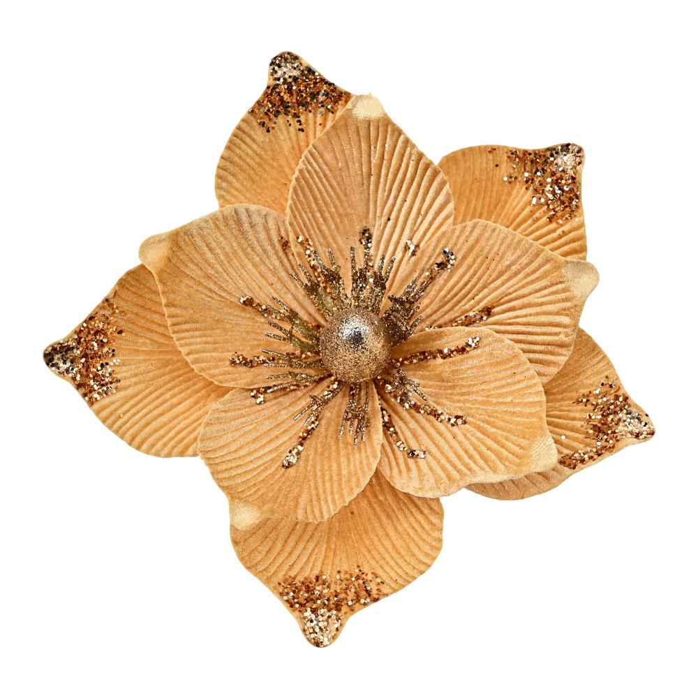 Gold Dust Christmas Flower Christmas Tree Ornament Accessories Christmas Wreath Ornament Christmas Decoration Flower Head False Flower