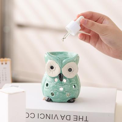 Estufa de Aromaterapia de Búho Cerámico Ecológica Resistente al Calor Estufa para Velas de Incienso Relajante Hecha a Mano Contenedor de Incienso Decoración de Interior