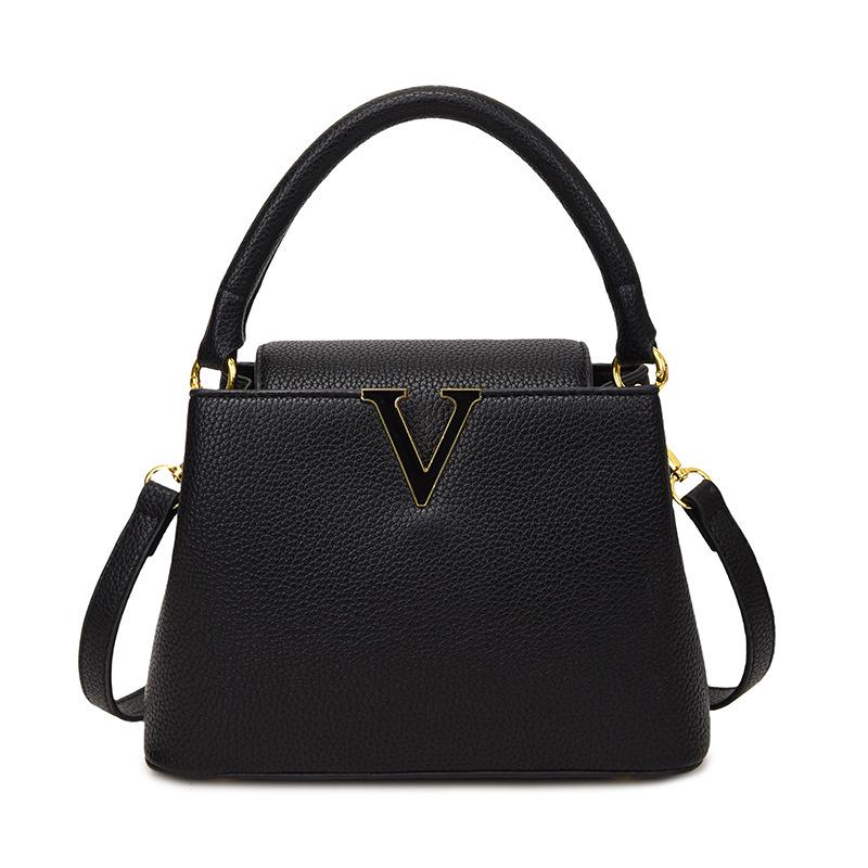 

Трендовая женская сумка-ведро кроссбоди из высококачественной кожи личи - Легкая роскошь, универсальный, модный аксессуар для通勤 One Size чёрный