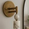 Modern Marble Wall Sconce Light – Brass Finish Luxury Wall Lamp for Bedroom Living Room