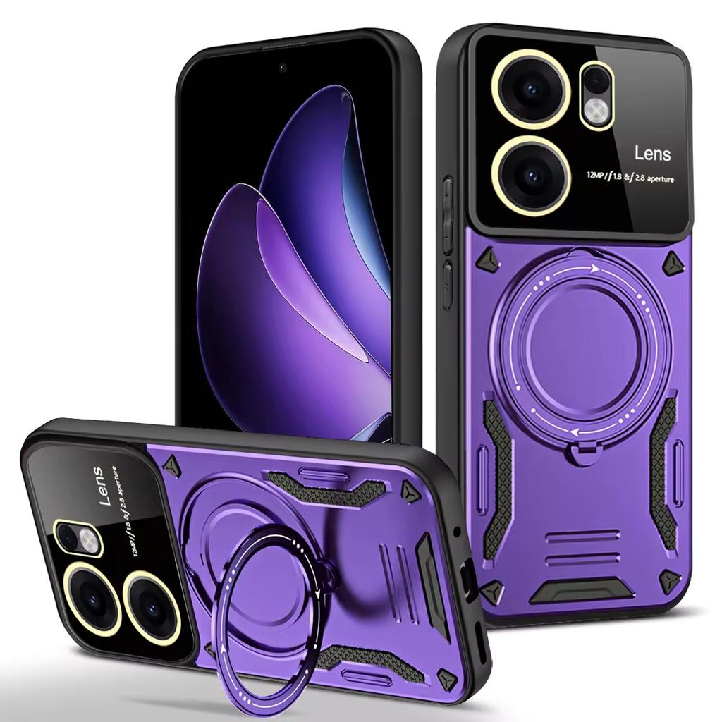 360° Magnetic Ring Stand Case With Camera Lens Protector For OPPO Reno 15 14 13 12 Pro F A6 Pro A6x A5 A5x 4G 5G Anti-Drop Cover