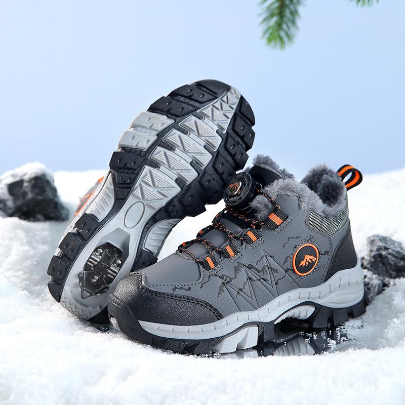 

Одноклассник 2025 кожаная поверхность уличный крюк-коготь нескользящая обувь для альпинизма, пешего туризма, зимних видов спорта для детей среднего и старшего возраста, теплая, с вращающейся пряжкой 40