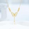 Copper Plated Gold Pendant with Pearl Butterfly Tassel - Women's Luxury Necklace